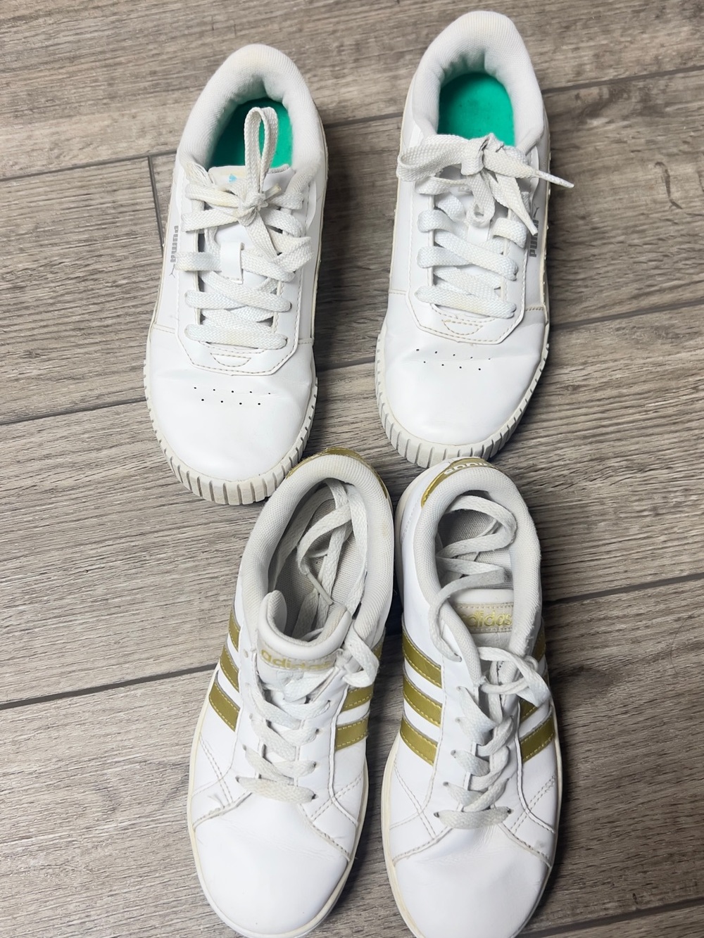 adidas Kids size 2 White puma size 3